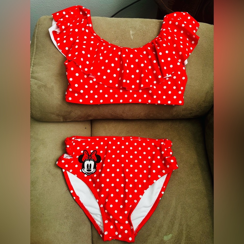 Disney Red and White Polka Dot Bikini with Character Patch